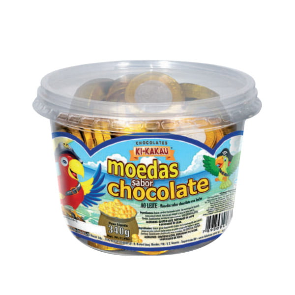moedas sabor chocolate kikakau pote de 340g Kezea Doces